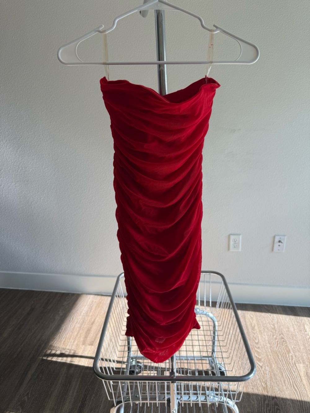 Sexy bustier red ruched dress